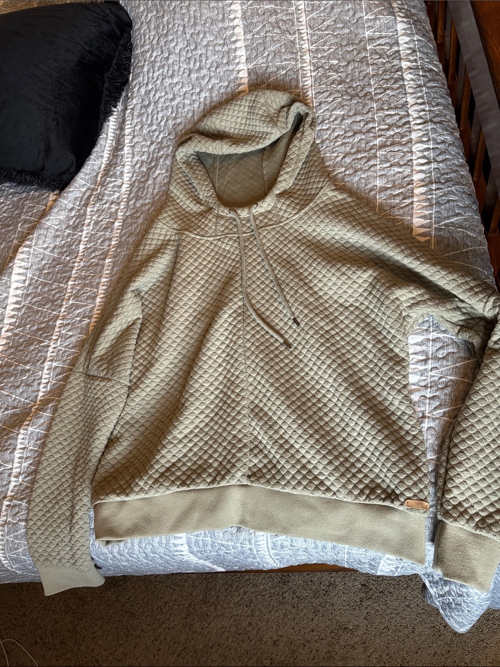 BKE Olive Green Quilted Hoodie with Drawstring